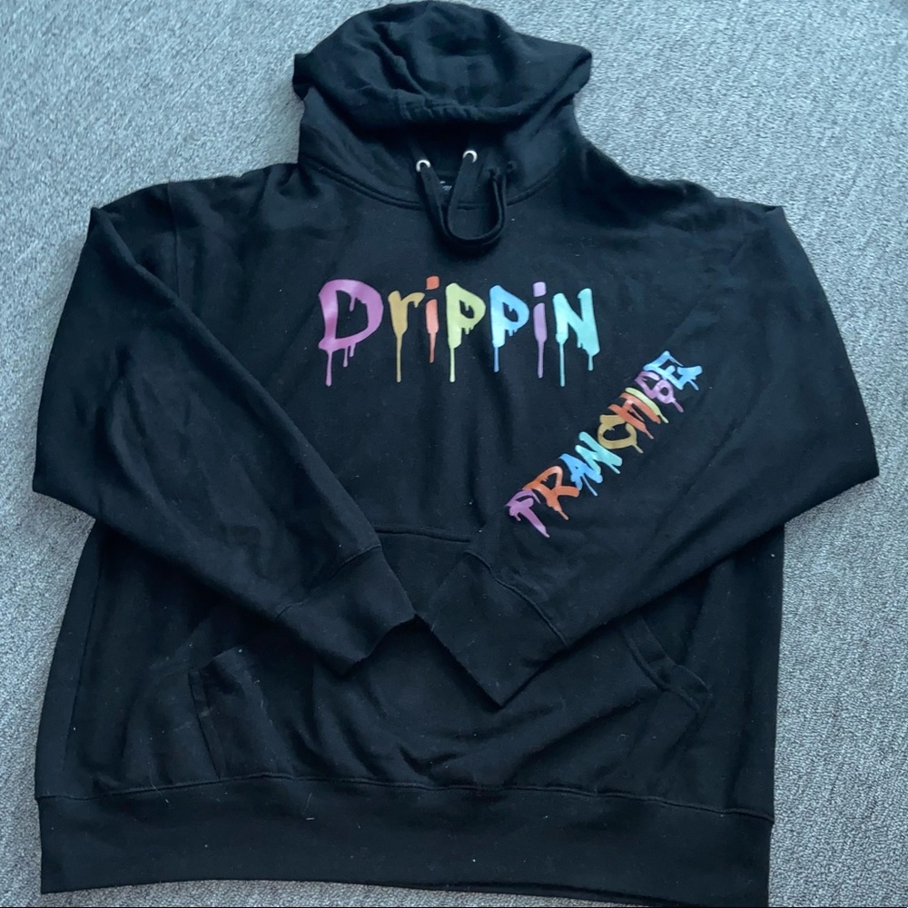Drippin hoodie with “Franchise” word on left arm